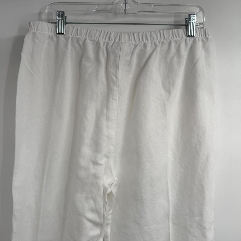 Hot Cotton Linen Cotton Pants Womens L White Cropped Pull On Coastal Minimalist - Picture 3 of 7
